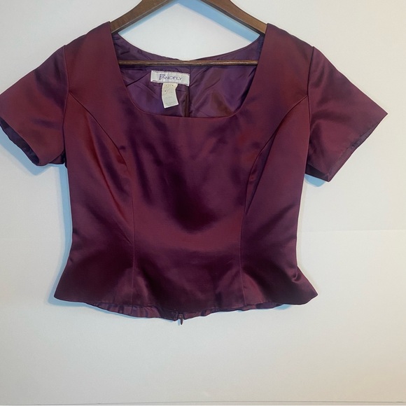 Panoply Vintage Burgundy Maroon Two-Piece  Long Gown Formal Dress Wedding - Picture 2 of 13